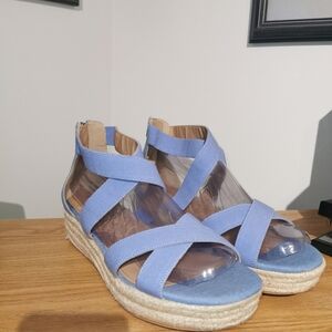 Penningtons Blue Espadrille Shoes with Crisscross Straps